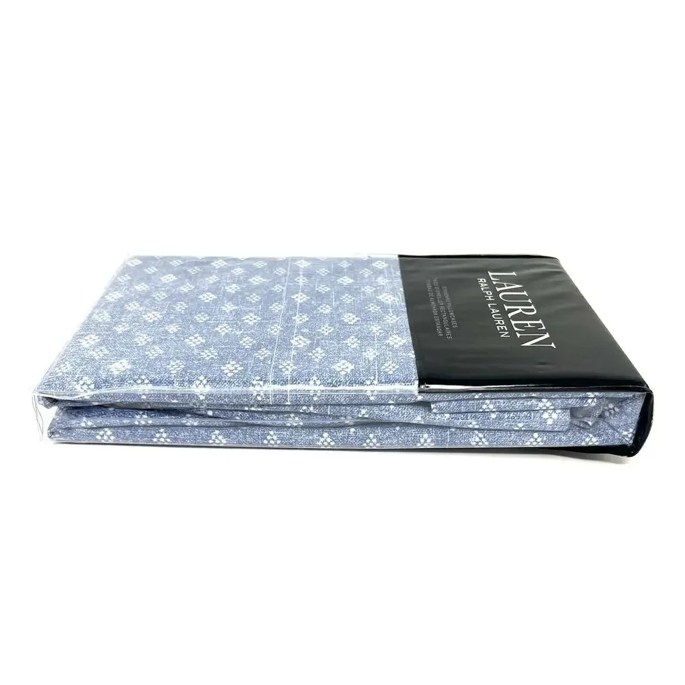 Ralph Lauren Gavin Diamond Standard Pillowcases Set Of 2 Cotton Denim Blue Pair